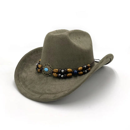1Pcs Premium Brown Cowboy Hat with Crystal Band Stylish Sun Western Theme Parties,Outdoor Ranch Activities Casual Daily Wear