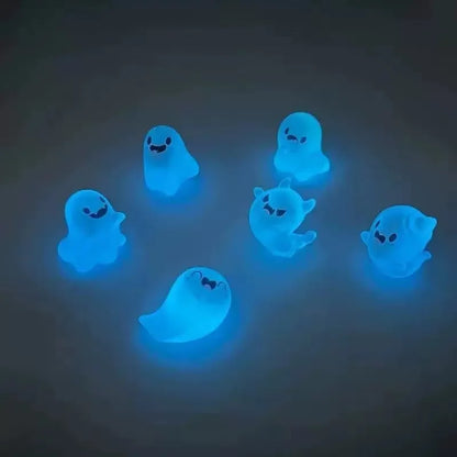 6Pcs Glowing Ghosts for Halloween Resin Decorations, Keychains, Doll Pendants