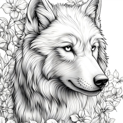 Wolf Pack Colouring Book for Adults - 20 Pages of Detailed Prairie Wolves, Therapeutic Art Therapy Coloring Book