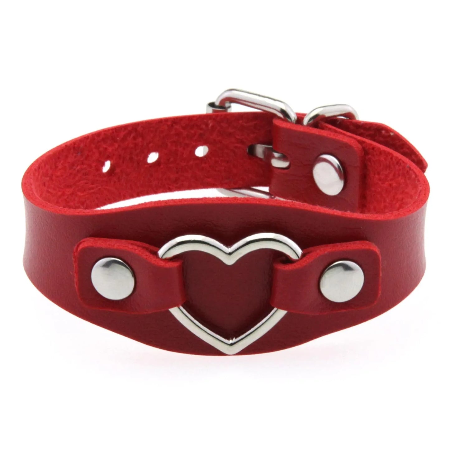 Punk Gothic Style PU Leather Faux Jewelry Heart Bracelet ,Male Female Lover Bangle Holiday Party Costume ﻿
