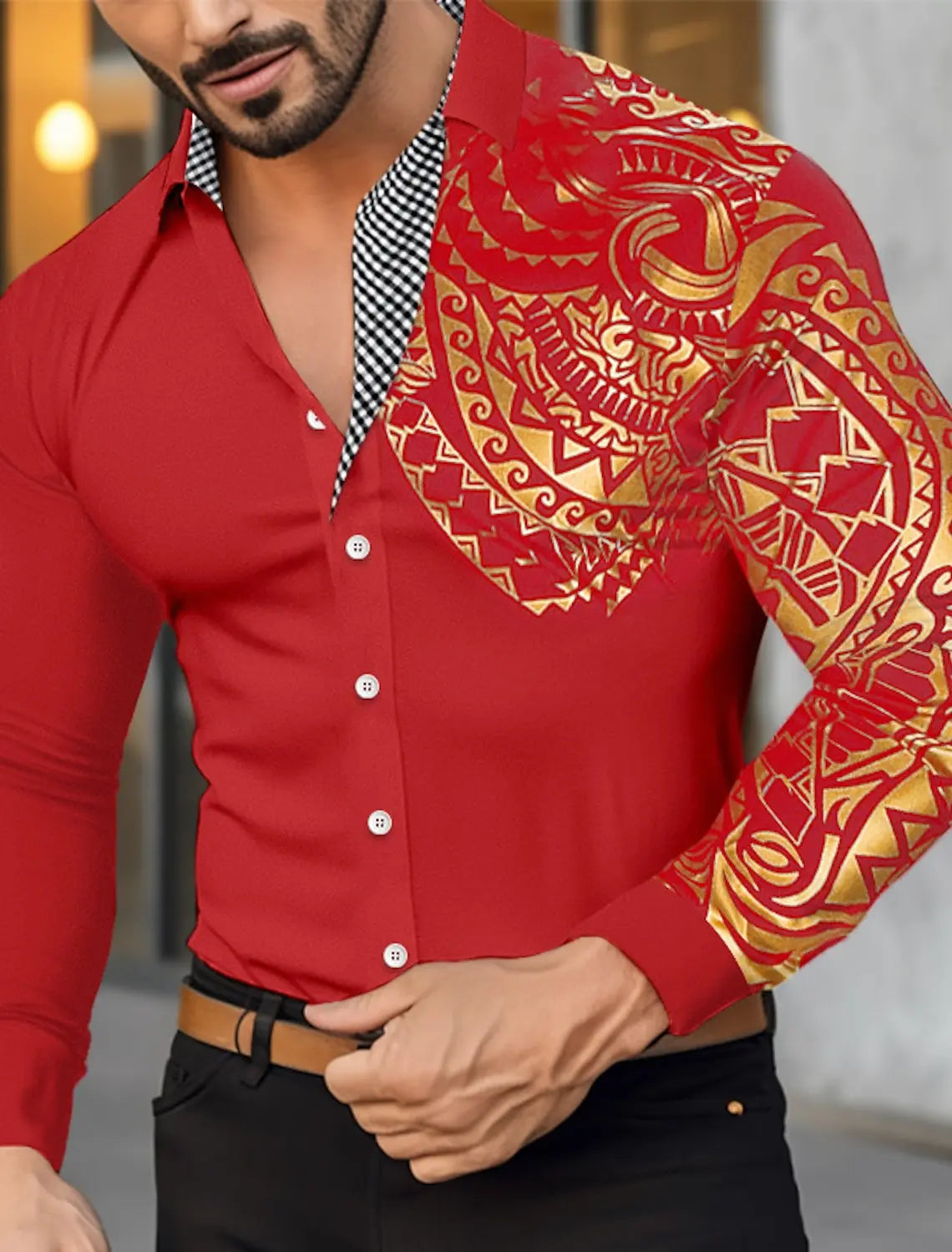 Men’s Long Sleeve Button‑Up Shirt