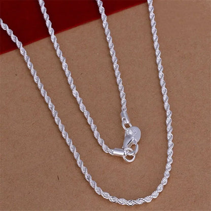 925 Sterling Silver Rope Chain Necklace – 4mm, 16–24in Unisex Fashion Jewelry