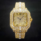 Luxury Diamond Watch for Men Hip Hop Style Bling Bling Iced Out Wristwatch Fashion Square Stainless Steel Waterproof Clock 2024