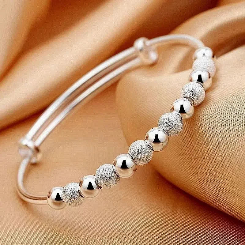 Trendy 925 Sterling Silver Bangles Bracelet Charms