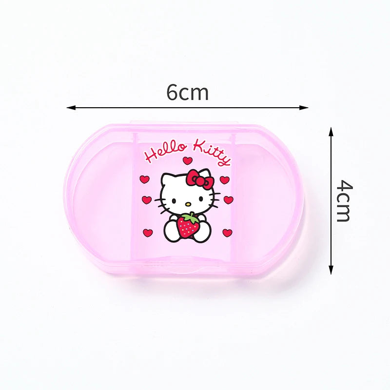Cartoon Hello Kitty My Melody Plastic Pill Box Mini Tablet Case Anime Kawaii Portable Travel Medicines Storage Case Container
