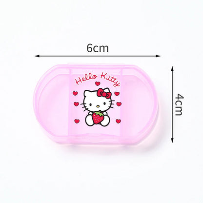Cartoon Hello Kitty My Melody Plastic Pill Box Mini Tablet Case Anime Kawaii Portable Travel Medicines Storage Case Container