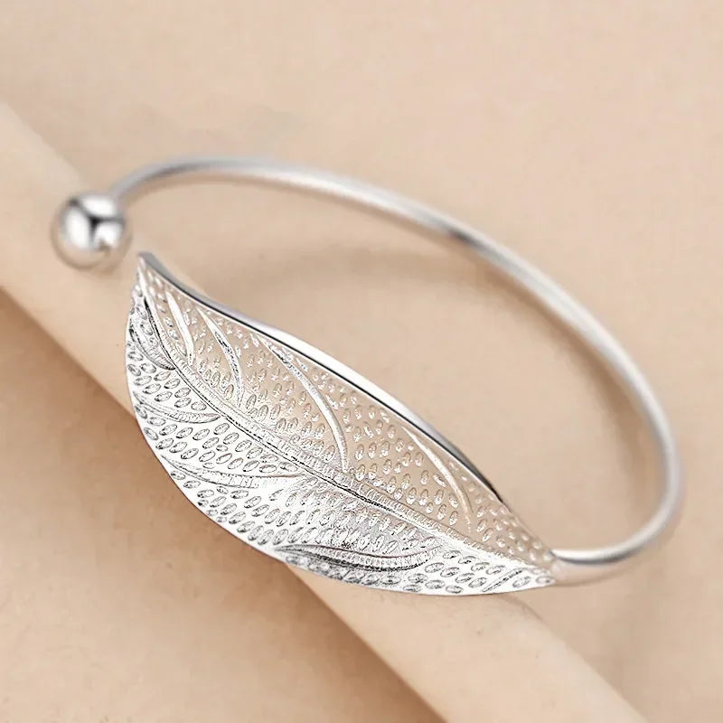 925 Sterling Silver Full-blown Flowers Bracelet For Women Original Texture Adjustable Solid Bracelets Light Luxury Party Jewelry