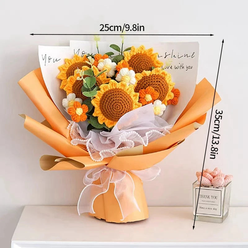 Crochet Flower Bouquet Mother's Day Gifts with LED Light String Hand Knitted Flowers Graduation Artificial Flowers Decor
﻿ 
﻿