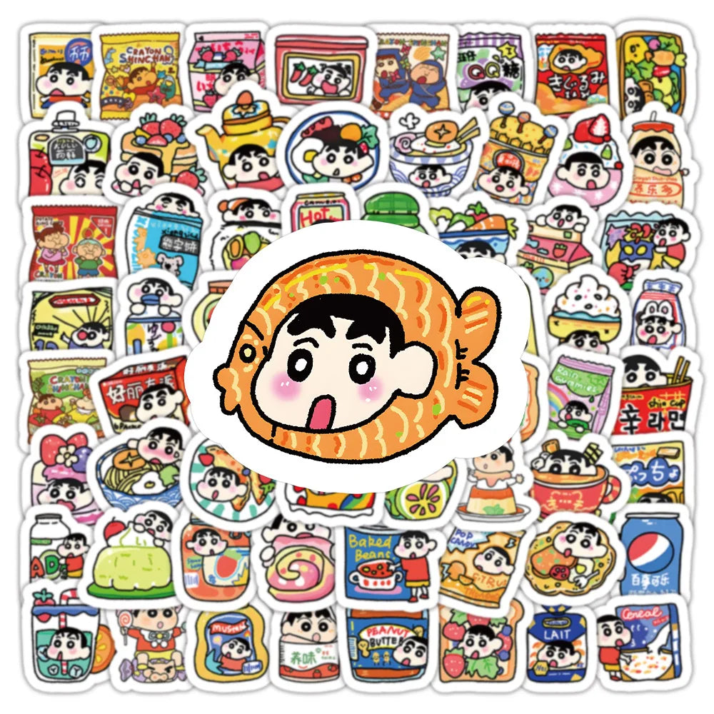 103pcs New Style Crayon Shin-chan Personalized Creative DIY Handbook Stickers Mobile Phone Skateboard Decoration Stickers