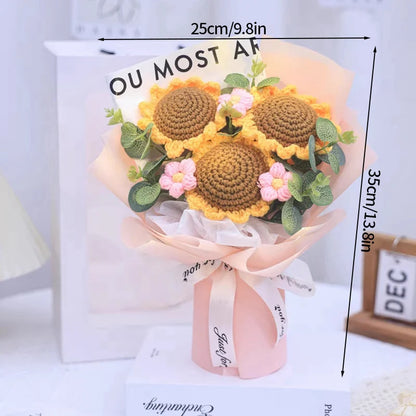 Crochet Flower Bouquet Mother's Day Gifts with LED Light String Hand Knitted Flowers Graduation Artificial Flowers Decor
﻿ 
﻿