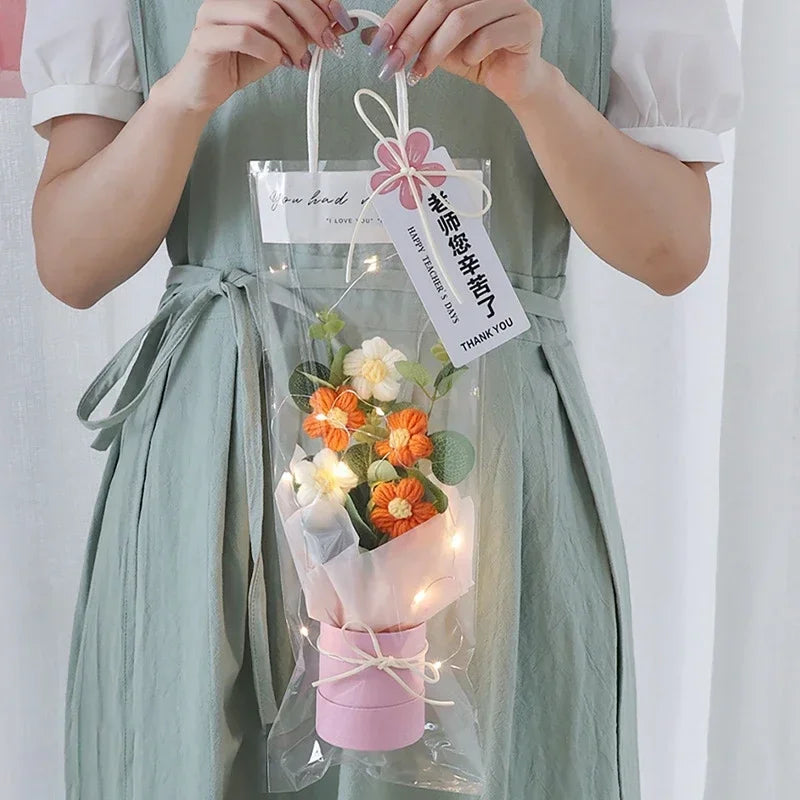 Crochet Flower Bouquet Mother's Day Gifts with LED Light String Hand Knitted Flowers Graduation Artificial Flowers Decor
﻿ 
﻿