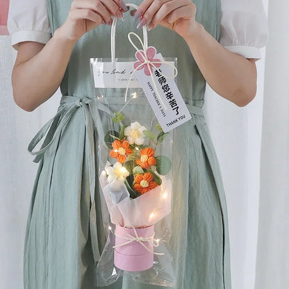 Crochet Flower Bouquet Mother's Day Gifts with LED Light String Hand Knitted Flowers Graduation Artificial Flowers Decor
﻿ 
﻿