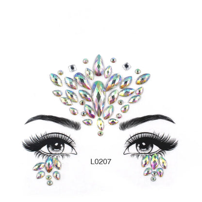 3D Sexy Face Tattoo Crystal Stickers Temporary Tattoos Glitter Fake Tattoo Rhinestones Masquerade Women Party Face Jewels Tattoo