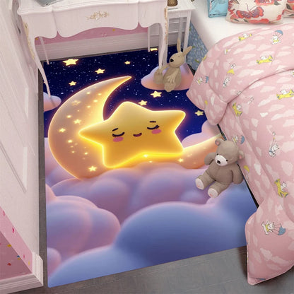 Cartoon Cute Children Carpet Living Room Kids Crawling Stars Play Mats Boy Girl Home Bedroom Bedside Decor Soft Non-slip Rugs