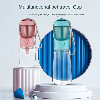 Dog/Cat Portable Feeding and Watering Bottle with Cup Food Dispenser