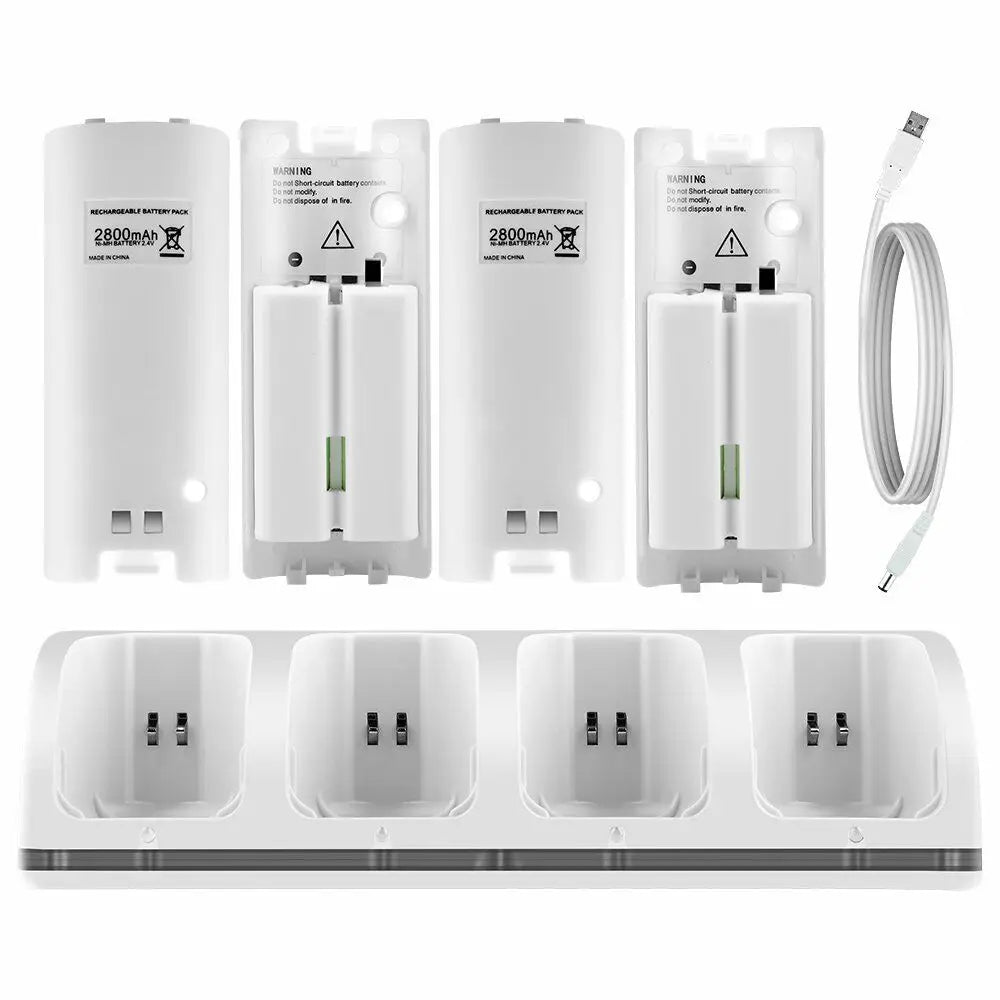 For Nintendo Wii Gamepad 2pcs/4pcs Rechargeable Batteries+Battery Charger For Wii Remote Controller Charging Dock Station
