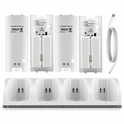 For Nintendo Wii Gamepad 2pcs/4pcs Rechargeable Batteries+Battery Charger For Wii Remote Controller Charging Dock Station