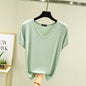 Summer women Modal V-Neck Tshirt Thin Bottoming T-shirts Plus size Loose tee tops Streetwear Basic Top