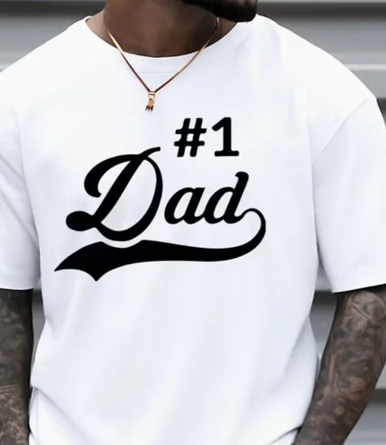 #1 Dad Pattern Print Tee – Lightweight Crew Neck Shirt