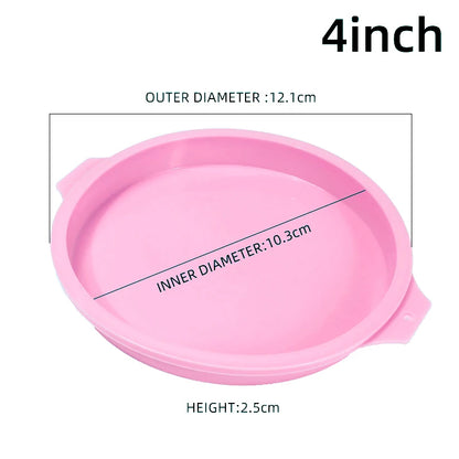 Round Silicone Cake Pan – 4/6/8in Non‑Stick Layer Mold for Baking