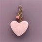 Rainbow Heart Pompom Keychain – Colorful Plush Ball Tassel Bag Charm for Women