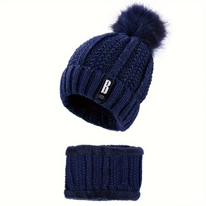 2PCS winter warm knit hat and Scarf Set