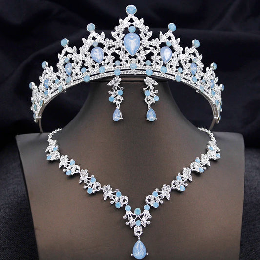 Tiaras Bridal Princess Wedding Crown and necklace earring Prom Birthday Jewelry Sets