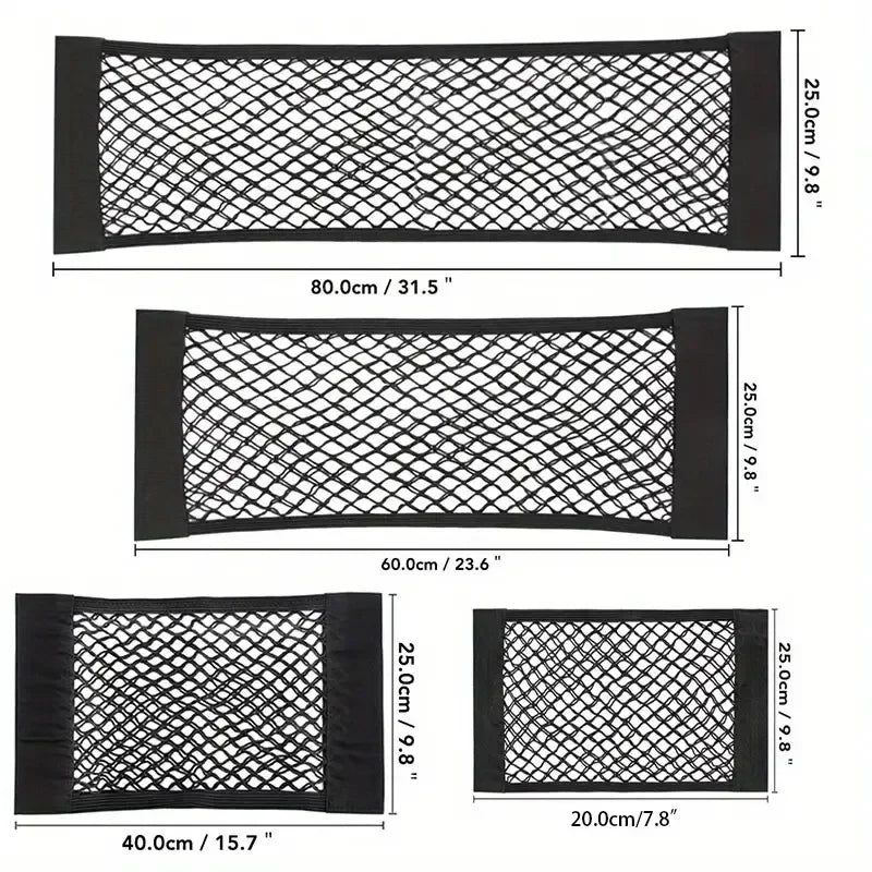 1pc Universal Car Storage Bag Double Mesh Trunk Storage Net, Car Built-in Storage Bag, Car Fire Extinguisher Fixed Net Organizer