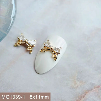 10pcs/lot Luxury No Fading Bow Butterfly Arc Nail Art Parts Zircon Crystal Manicure Nails Accesorios Supplies Decorations Charms