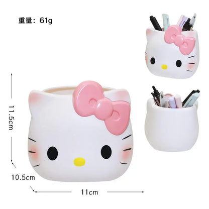 Sanrio Hello Kitty Creative Office Desktop Organizer Kt Cat Cute Multi-Functional Pen Holder Y2K Cosmetic Storage Box Gifts