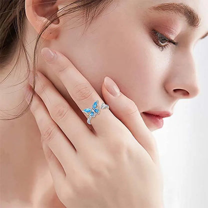 Fidget Spinner Ring Anxiety for Women Multiple Crystal Flower Eye Butterfly Animal Ring Rotate Anti Stress Wedding Jewerly