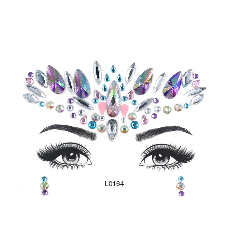 3D Sexy Face Tattoo Crystal Stickers Temporary Tattoos Glitter Fake Tattoo Rhinestones Masquerade Women Party Face Jewels Tattoo