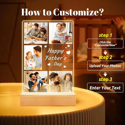 Personalized Mothers Day Gifts for Mom/Dad/Baby/Family Birthday Custom LOVE Picture Frame With Photos Night Light Acrylic Plaque