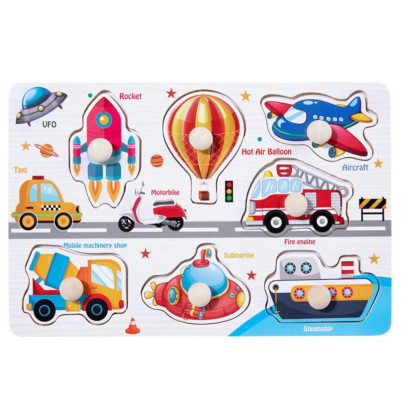 Baby Wooden Puzzles Montessori Toys 1 2 Years Toddler Toys Hand Grab Board Alphabet Number Cognition Learning Educational Toys
