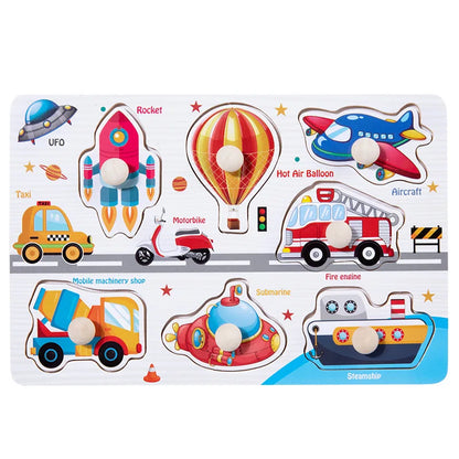 Baby Wooden Puzzles Montessori Toys 1 2 Years Toddler Toys Hand Grab Board Alphabet Number Cognition Learning Educational Toys