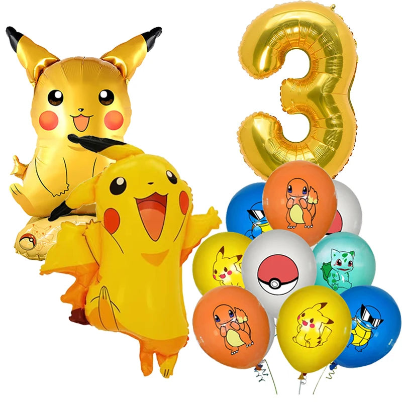 Pokémon birthday party decoration Balloon Disposable Tableware Tablecloth Straws Cup Plates Baby Shower Supplies