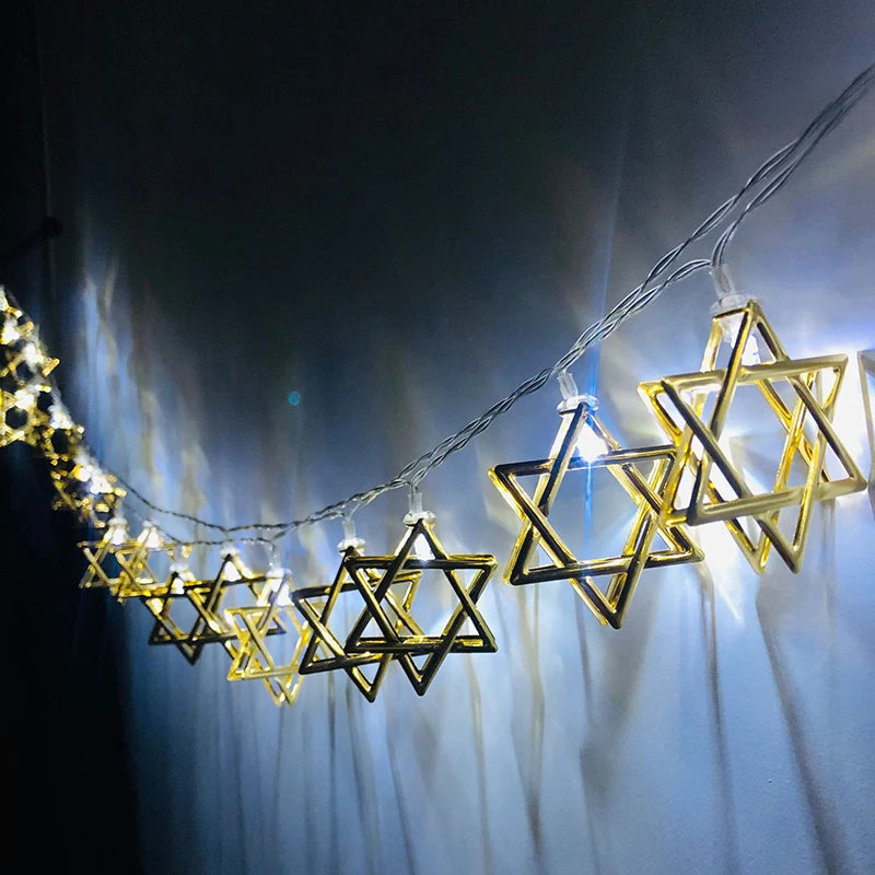 10LED Hanukkah String Lights – Mogen David Star Party Décor