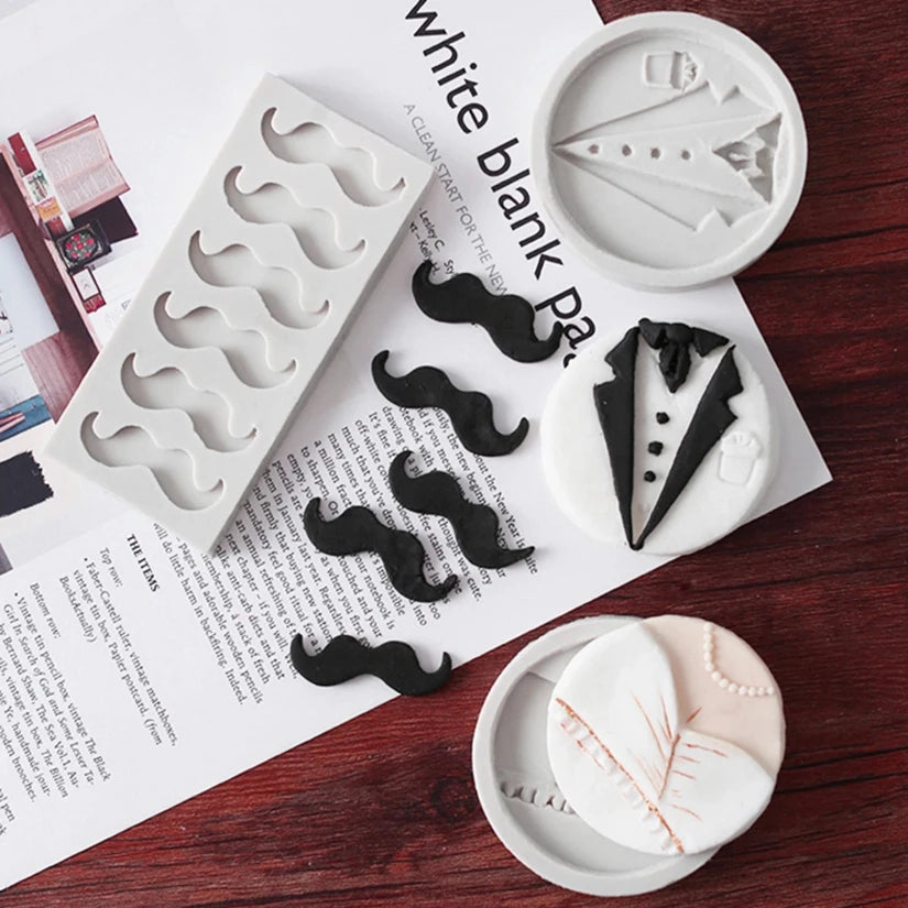 Moustache Bows Necktie Father's Day Silicone Sugarcraft Mold Chocolate Cupcake Baking Mold Fondant Cake Decorating Tools