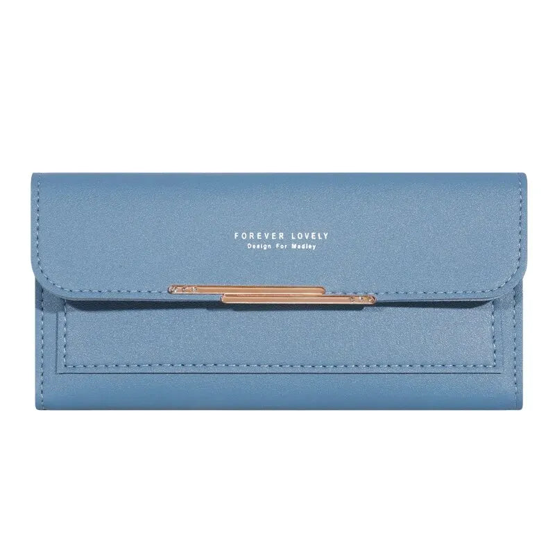 2024 New Women's Wallet Metal Long Folding Personalized Student Cute Mini Fashion Wallet Handheld Zero Wallet