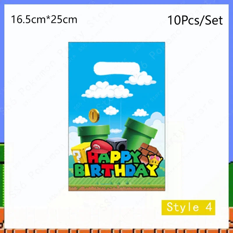 Super Mario Bros Birthday Decoration Party Supplies Disposable Tableware Baby Shower Paper Cup Tablecloth Plate Napkin Bag Kit