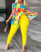 Women's Elegant Short-Sleeved Irregular Fashion Two-Piece Pants Suit Set