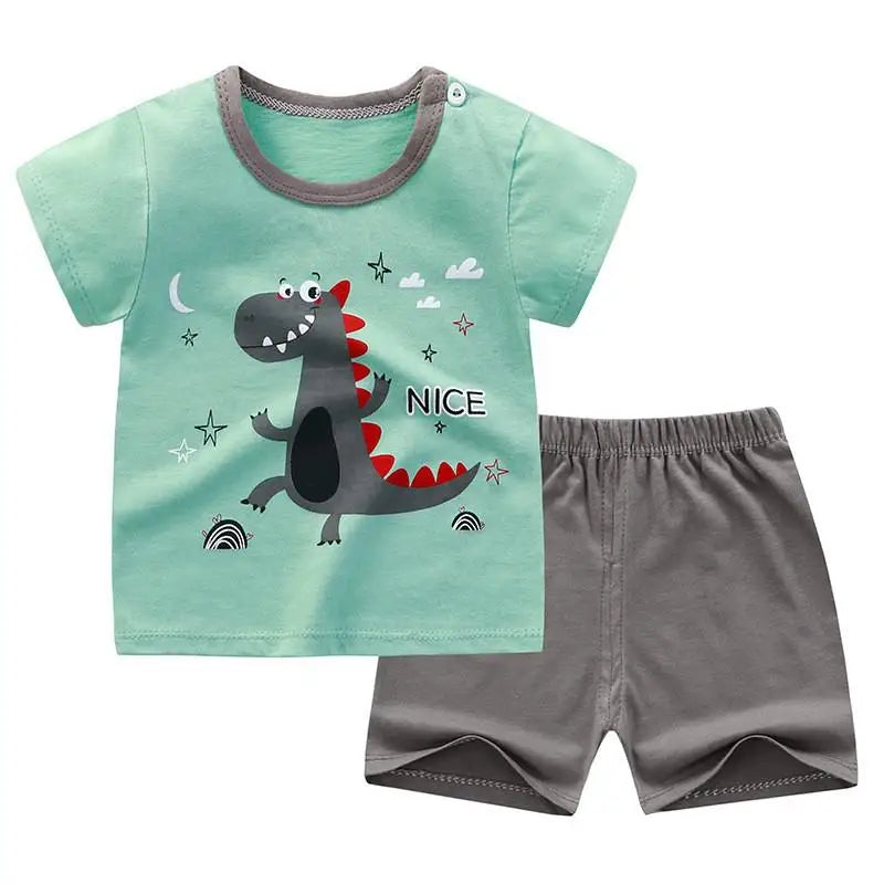 Baby Boys Girls Cartoon T Shirt + Shorts Set Cute Cartoon Pajama Set