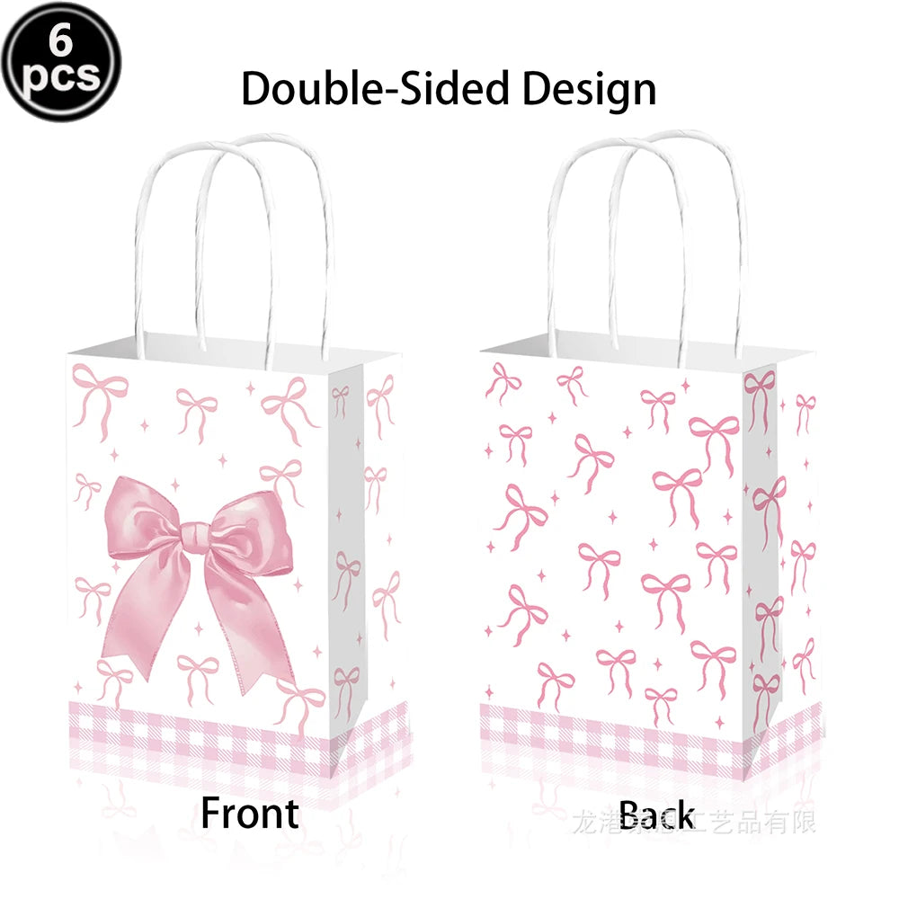 Pink Bow Birthday Theme Party Set Disposable
