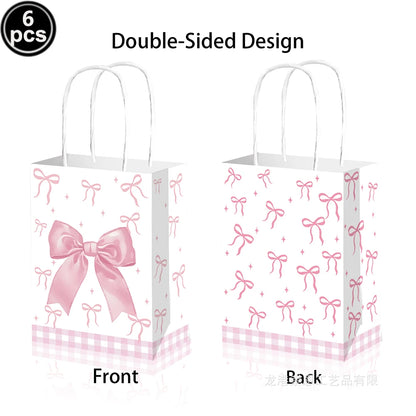 Pink Bow Birthday Theme Party Set Disposable