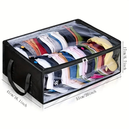 Extra‑Large Foldable Hat Storage Box with Clear Window – Non‑Woven, Stain‑Resistant