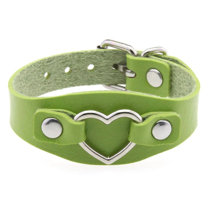 Punk Gothic Style PU Leather Faux Jewelry Heart Bracelet ,Male Female Lover Bangle Holiday Party Costume ﻿