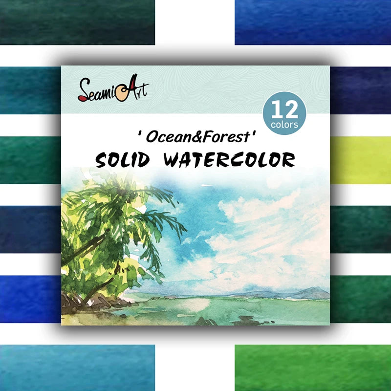 12Color Skin/Ocean/Candy/Morandi Solid Watercolor Set