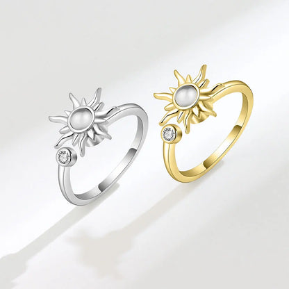 Fidget Spinner Ring Anxiety for Women Multiple Crystal Flower Eye Butterfly Animal Ring Rotate Anti Stress Wedding Jewerly