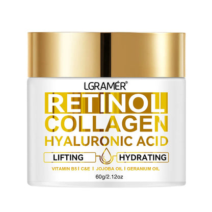 Retinol Anti-Aging Face Cream: Moisturizing wrinkle Remover with Collagen and Hyaluronic Acid, available in 30ML and 60ML.