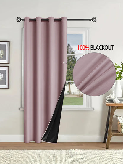 2pcs 100% Blackout Curtains, Thermal Insulated Window Drapes, Window Curtains for Living Room, Bedroom, Kitchen Home Decoration